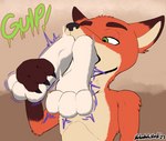 almost_fully_inside anthro anthro_pred duo female male male/female male_pred oral_vore partially_inside paws same_size_vore vore melancholicmash disney zootopia judy_hopps nick_wilde canid canine fox lagomorph leporid mammal rabbit red_fox true_fox digital_media_(artwork)