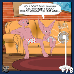 anthro blue_eyes border brown_eyes dialogue duo fan_(object) floppy_ears furniture heat_(temperature) humor living_room male shaved_fur shaved_tail sitting sofa speech_bubble summer tail talking_to_another ariesartist ben_(ariesartist) roger_(ariesartist) bird_dog canid canine canis domestic_dog fennec_fox fox hunting_dog labrador mammal retriever true_fox absurd_res comic hi_res