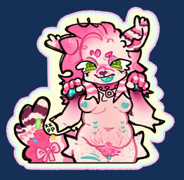 anthro belly bodily_fluids bottom_growth bow_(feature) breasts collar cum cum_drip dripping female genital_fluids green_eyes overweight overweight_anthro overweight_female scar self-harm_scars solo stretch_marks tummy_nipples xxpuppyprincess kandy_(xxpuppyprincess) alpha_channel hi_res