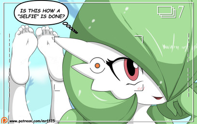 barefoot blush camera_view feet female foot_focus humanoid_feet not_furry plantigrade soles solo toes mrff25 nintendo pokemon gardevoir generation_3_pokemon pokemon_(species) absurd_res hi_res