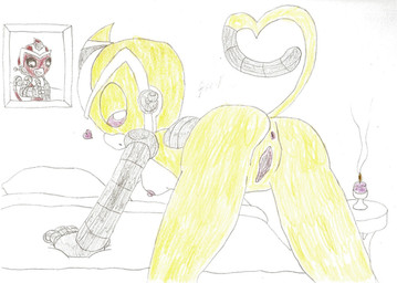 anus bed breasts cybernetics female furniture genitals machine n1njaf0x nipples presenting vaginal vulva super_robot_monkey_team_hyperforce_go nova_(srmthfg) sparx_(srmthfg) cyborg haplorhine mammal monkey primate hi_res traditional_media_(artwork)