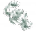 2015 5_fingers ambiguous_gender artsy-theo black_eyes digital_drawing_(artwork) digital_media_(artwork) elemental_creature fingers fist flexing floating front_view full-length_portrait generation_1_pokemon geodude grey_body hand_on_hip humanoid_hands looking_aside looking_away mineral_fauna nintendo not_furry on_model pokemon pokemon_(species) portrait raised_arm rock rock_creature signature simple_background smile solo toony white_background