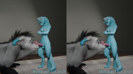 all_fours animal_genitalia animal_penis anthro balls blue_body blue_ear_tips blue_fur body_worship crossed_arms dipstick_ears dipstick_tail dominant dominant_intersex duo ear_markings equine_genitalia equine_penis flared_penis fur genital_worship genitals gloves_(marking) gynomorph intersex intersex/intersex larger_sub leg_markings looking_at_another looking_pleasured maleherm markings multicolored_ears open_mouth penile penis penis_on_face penis_worship pink_penis size_difference socks_(marking) submissive sumbissive_male tail tail_markings bananastheleech maxnoward_(modeler) ruaidri_(modeler) gin_trio kraft_trio canid canine felid feline mammal maned_wolf 16:9 3d_(artwork) cross_eye_stereogram digital_media_(artwork) hi_res side_by_side_stereogram stereogram widescreen