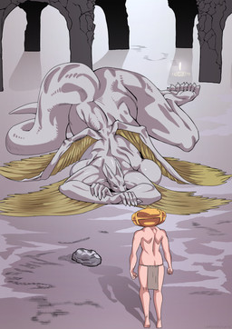 anthro big_breasts bottomwear breasts clothed clothing detailed_background feet female huge_breasts larger_female loincloth male muscular muscular_female size_difference sleeping soles tail thick_thighs toes topless lemonbizate elden_ring fromsoftware mythology ancient_dragon_lansseax tarnished_(elden_ring) dragon human mammal mythological_creature mythological_scalie scalie colored comic hi_res