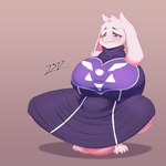 4_toes anthro balls barefoot big_balls big_breasts blush breasts claws clothed clothing feet fur genitals gynomorph horn huge_balls huge_breasts intersex smile solo spread_legs spreading teeth toe_claws toes white_body white_fur i3i2455_ivi394 undertale_(series) toriel boss_monster_(undertale) bovid mammal 1:1 2024 absurd_res hi_res