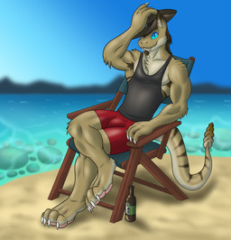 anthro armpit_hair athletic athletic_male beer_bottle biped body_hair bottle bottomwear chair clothing container cowboy_hat folding_chair furniture hat headgear headwear lakeside male on_chair red_bottomwear red_clothing red_shorts reptilian_tail shirt shorts sitting sitting_on_chair solo tank_top topwear flameyverdantfire fallout microsoft sylvan_the_nightstalker_(flameyverdantfire) canid canine canis coyote hybrid mammal night_stalker_(fallout) pit_viper rattlesnake reptile scalie snake viper hi_res