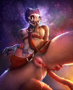 anthro anus bandage beads belt belt_accessory bodily_fluids bone bottomwear bottomwear_aside breasts butt butt_grab claws clothed clothing clothing_aside clothing_lift creepy dripping_pussy drooling female forest fur genital_fluids genitals glowing glowing_eyes grey_body grey_fur hand_on_butt imminent_sex jewelry loincloth loincloth_aside loincloth_lift low-angle_view mostly_nude nipples outdoor_nudity pelvic_curtain plant presenting presenting_anus presenting_vulva saliva saliva_on_breasts saliva_on_tail saliva_string skull skull_head solo spread_legs spreading tail torn_clothing tree tribal tribal_clothing tribal_jewelry vaginal_fluids vaginal_fluids_on_tail vulva worm's-eye_view wrappings rot_gar american_mythology indigenous_north_american_mythology mythology north_american_mythology breeshey_(peyote) cryptid felid feline mammal monster wendigo absurd_res hi_res