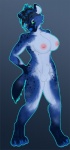 animal_genitalia anthro balls big_breasts biped breasts digitigrade fully_sheathed genitals green_eyes gynomorph intersex looking_at_viewer nipples nude pose sheath smile solo standing eatingyourspleen recurrent hyena mammal spotted_hyena pinup