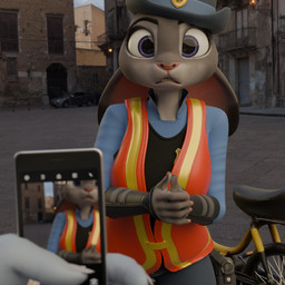 anthro bottomwear clothed clothing electronics eyebrows female first_person_view humiliation looking_at_viewer nervous pants phone photo police police_officer public public_humiliation questionable_consent raised_eyebrows recording solo surprised tail tight_bottomwear tight_clothing tight_pants voyeur worried dommonado disney zootopia judy_hopps hare lagomorph leporid mammal rabbit 1:1 3d_(artwork) blender_(artwork) digital_media_(artwork) hi_res