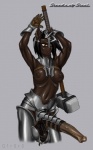 animal_genitalia animal_genitalia_on_humanoid animal_penis areola armor ball_armor balls big_balls big_penis black_hair breasts brown_areola brown_body brown_nipples clothing cock_armor collar cuisse equine_genitalia equine_penis erection faulds gauntlets genitals gloves gorget grey_background gynomorph hair hammer handwear intersex long_penis maul navel nipples penis platemail saggy_balls simple_background solo tools unconvincing_armor weapon yellow_eyes g1r0r0 animal_humanoid equid equid_humanoid equine equine_humanoid humanoid mammal mammal_humanoid unknown_species digital_media_(artwork)