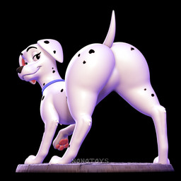 black_background butt collar featureless_crotch female female_feral feral fur looking_back looking_pleasured pawpads pose presenting presenting_hindquarters raised_leg raised_tail rear_focus rear_view simple_background smile solo tail white_body nonotoys 101_dalmatians disney perdita canid canine canis dalmatian domestic_dog mammal 1:1 3d_(artwork) digital_media_(artwork) hi_res pinup