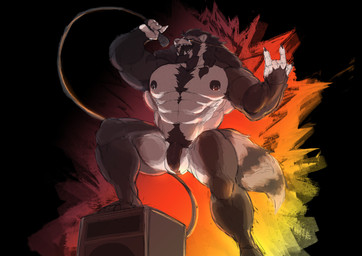 abs abstract_background anthro balls barazoku biceps big_balls big_muscles big_pecs braided_hair claws concert devil_horns_(gesture) electronics fangs flaccid fur genitals gesture glowing glowing_eyes grey_body grey_fur hair hand_gesture holding_microphone holding_object huge_muscles male mane mane_hair markings microphone multicolored_body multicolored_fur muscular muscular_male nipple_piercing nipples nude open_mouth pecs penis performing piercing pubes ring_(marking) ringed_tail rock_out_with_your_cock_out rockstar singing solo speaker spread_arms spread_legs spreading step_pose striped_markings striped_tail stripes tail tail_markings teeth white_body white_fur aidit_foria monty_(washbearmonty) mammal procyonid raccoon hi_res