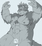 anthro armpit_hair body_hair featureless_crotch kemono male muscular muscular_anthro muscular_male simple_background solo daihukudokoro lifewonders tokyo_afterschool_summoners horkeu_kamui_(tas) canid canine canis mammal wolf