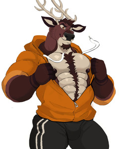 abs anthro aroused aroused_male barazoku bedroom_eyes belly_hair biceps big_bulge big_muscles big_pecs black_bottomwear black_clothing black_pants body_hair bottomwear brown_body brown_chest_hair brown_eyes brown_facial_hair brown_fur brown_goatee brown_hair bulge chest_tuft clothed clothing cocky cocky_grin drawstring drawstring_clothing drawstring_hoodie drawstring_topwear exposed_chest facial_hair flirting flirting_look flirting_with_viewer fur goatee grin grinning_at_viewer hair hoodie inviting inviting_to_sex inviting_viewer jogging_pants looking_at_viewer male manly muscular muscular_anthro muscular_arms muscular_male muscular_thighs narrowed_eyes nipples offering_sex offering_to_viewer open_clothing open_hoodie open_topwear orange_clothing orange_hoodie orange_topwear pants pecs pose presenting presenting_body presenting_pecs seducing_viewer seductive showing_off_muscles simple_background smile smiling_at_viewer smirk smirking_at_viewer solo standing tenting thick_arms thick_thighs topwear tuft white_background white_body white_fur darknaigart deer mammal hi_res