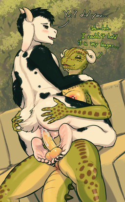 5_fingers 5_toes anal anal_penetration anthro anus ball_fondling balls bench blush bodily_fluids breasts butt butt_grab cum cum_on_balls cum_on_feet cum_on_penis detailed_background dialogue duo erection feet fingers fondling foot_fetish foot_on_balls foot_play footjob footjob_on_balls forest fur genital_fluids genitals glans gynomorph hand_on_butt hug humanoid_feet humanoid_genitalia humanoid_penis intersex intersex/male male male_penetrated nipples nude on_lap penetration penile penis perineum pink_glans pink_nipples plant plantigrade premature_ejaculation sex shallow_penetration sitting_on_lap text toes tree vein wet white_balls yellow_balls yellow_penis sensiive microsoft the_elder_scrolls spoutpout yviis-nes argonian bovid caprine goat lizard mammal reptile scalie 2022 absurd_res english_text hi_res trans_(lore) trans_woman_(lore)