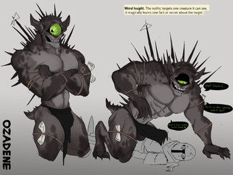 1_eye armor bottomwear clothing erection headgear helmet loincloth male muscular muscular_male not_furry solo teeth text ozadene dungeons_and_dragons hasbro wizards_of_the_coast humanoid monster monstrous_humanoid nothic 4:3 english_text hi_res
