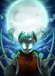 4_arms 4_eyes 4_legs anthro armor black_body brown_body brown_eyes brown_tuft chest_tuft cloud front_view full_moon grey_body grey_ears grey_hair grey_nose grin hair headgear helmet male moon multi_arm multi_eye multi_limb multicolored_body night pose raised_hand smile solo star teeth tuft 8-bit-britt mythology spirk_(8-bit-britt) arachnid arthropod canid canine mammal mythological_canine mythological_creature spider werecanid werecanine werecreature werewolf 2017 absurd_res digital_media_(artwork) hi_res