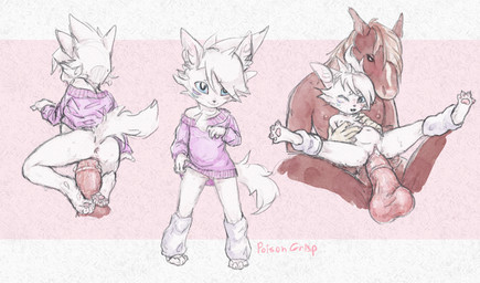 abdominal_bulge andromorph andromorph/male animal_genitalia animal_penis anthro anus black_sclera blue_eyes bodily_fluids bottomless bottomless_intersex claws closed_smile clothed clothed/nude clothing cum cum_drip cum_from_vagina cum_in_vagina cum_inside dripping duo equine_genitalia equine_penis facial_markings feet finger_claws from_behind_position genital_fluids genitals head_markings intersex intersex/male leg_warmers_only limp_wrist male markings mouth_closed narrowed_eyebrows nude off_shoulder open_mouth penetration penile penile_penetration penis penis_in_vagina purple_clothing purple_sweater purple_topwear red_body sex smile solo_in_panel spread_legs spread_toes spreading standing sweater toe_claws toes topwear vaginal vaginal_penetration white_body young young_anthro young_male poisoncrisp moffins domestic_cat equid equine felid feline felis horse mammal hi_res