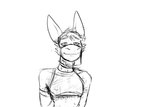 anthro clothed clothing crossdressing femboy male midriff smile solo translucent translucent_clothing veil hladilnik donk_(hladilnik) asinus donkey equid equine mammal 2024 hi_res monochrome sketch