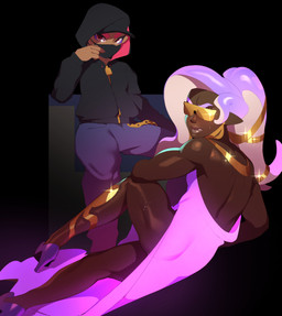 alternate_universe baseball_cap black_clothing black_hat black_headwear black_hoodie black_topwear bodily_fluids clothed clothing crossdressing crossdressing_male dark_body dark_skin dress duo eyeshadow footwear gold_eyewear hair hat headgear headwear high_heels hood_up hoodie makeup male male/male mouth_mask multicolored_pseudo_hair multicolored_tentacles pink_clothing pink_dress pink_eyes pink_hair pseudo_hair purple_clothing purple_eyeshadow purple_footwear purple_hair purple_pseudo_hair purple_tentacles role_reversal shoes sweat tentacle_hair tentacles tinted_eyewear topwear two_tone_pseudo_hair two_tone_tentacles white_pseudo_hair white_tentacles combos-n-doodles nintendo splatoon takoko_yakisoba_(combos_&_doodles) victor_(combos_&_doodles) aquatic cephalopod humanoid inkling mollusk octarian octoling absurd_res hi_res male_(lore)