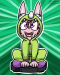 anthro cleaning_tool clothed clothing fur hair machine male onesie open_mouth sitting smile solo vacuum_cleaner young young_anthro pokefound roomba sonny_boop lagomorph leporid mammal rabbit 4:5 digital_media_(artwork)