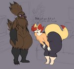 anthro bottom_heavy brown_body brown_feathers dialogue duo feathers female flat_chested fluffy fluffy_tail fur hair huge_hips huge_thighs hyper hyper_hips male male/female red_hair tail text thick_thighs wide_hips yellow_body yellow_fur xytora nintendo pokemon rosa_(xytora) toramaki_(xytora) avian bird braixen generation_6_pokemon kiwi_(bird) pokemon_(species) ratite 2023 digital_media_(artwork) english_text hi_res