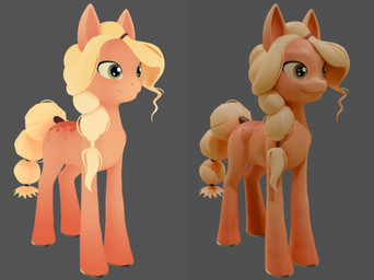 accessory blonde_hair female female_feral feral fur furgonomics green_eyes hair hair_accessory hairband hooves long_hair markings pose quadruped short_snout smile solo spots spotted_body spotted_fur standing tail tail_accessory tailband three-quarter_view unguligrade yellow_tail hhcf hasbro my_little_pony equid equine horse mammal pony 3d_(artwork) digital_media_(artwork) full-length_portrait hi_res multiple_images portrait shaded simple_shading soft_shading