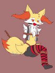 anthro ball_gag bdsm bondage bound clothing exposed gag handwear happy jacket legwear male restraints rope rope_bondage solo topwear davyboi nintendo pokemon braixen generation_6_pokemon pokemon_(species) absurd_res hi_res