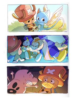 clothing gloves handwear hat headgear headwear top_hat erasartt_(artist) cartoon_network courage_the_cowardly_dog fairy_tail one_piece sega sonic_the_hedgehog_(series) sonic_x big_the_cat cheese_the_chao courage_the_cowardly_dog_(character) cream_the_rabbit happy_(fairy_tail) tony_tony_chopper canid canine chao_(sonic) felid feline lagomorph mammal crossover hi_res