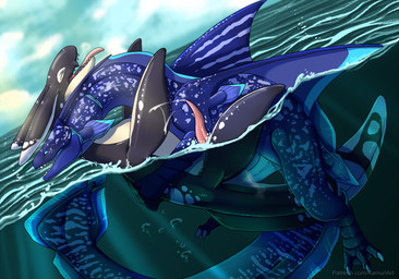 anal anal_penetration bodily_fluids cum cum_inside duo feral feral_on_feral from_front_position genital_fluids male male/male partially_submerged penetration sea water shinigamisquirrel mythology aquatic cetacean coelacanth dolphin dragon fish lobe-finned_fish mammal mythological_creature mythological_scalie oceanic_dolphin orca scalie toothed_whale hi_res