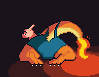 anthro bottomwear bulge butt clothing male mid_transformation pants rear_view simple_background solo tail tail_burst torn_bottomwear torn_clothing torn_pants transformation 8bit_familiar mythology nintendo pokemon charizard dragon generation_1_pokemon mythological_creature mythological_scalie pokemon_(species) reptile scalie 2d_animation animated digital_media_(artwork) low_res pixel_(artwork) pixel_animation