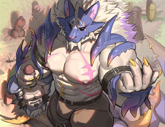 abs accessory ahoge animal_genitalia animal_penis anthro armband barazoku beard belly_mouth belt belt_buckle big_ears big_muscles big_pecs black_sclera bottomwear buckle bulge chibi claws clothed clothing cock_ring duo equine_genitalia equine_penis eyes_closed facial_hair facial_markings fangs farm forehead_markings foreskin genital_piercing genitals gesturing_at_viewer hair head_markings holding_penis inner_ear_fluff jewelry larger_male looking_at_viewer male male/male mane markings multicolored_hair muscular muscular_arms muscular_male nipples open_mouth pants parasite pecs penile_spines penis penis_accessory penis_from_ground penis_jewelry penis_piercing piercing pink_eyes prince_albert_piercing retracted_foreskin sabertooth_(anatomy) scar shadow size_difference skull_(marking) slime smaller_male spikes spikes_(anatomy) straps suction_cup teeth tentacles topless tuft two_tone_hair upside_down uriex ambiguous_species canid canine canis mammal wolf hi_res