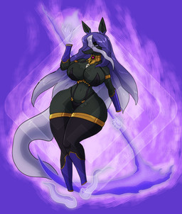 anthro big_breasts black_body black_clothing black_legwear black_sling_bikini black_thigh_highs breasts clothed clothing eyes_closed female grey_tail hair legwear lingerie magic_user mature_female necromancer pokemorph purple_background purple_hair purple_sleeves simple_background skimpy skull_accessory solo tail thigh_highs voluptuous_anthro voluptuous_female wide_hips diamond_grenadier nintendo pokemon violet_(diamond_grenadier) equid equine generation_8_pokemon ghost horse legendary_pokemon mammal pokemon_(species) spectrier spirit absurd_res hi_res