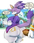 anthro big_breasts big_butt breasts butt chili_dog female food hot_dog huge_butt mustard solo text thick_thighs wide_hips rchammer sega sonic_the_hedgehog_(series) blaze_the_cat silver_the_hedgehog domestic_cat eulipotyphlan felid feline felis hedgehog mammal english_text hi_res