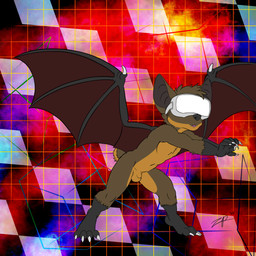 abstract_background animal_genitalia anthro balls bat_tail bat_wings casual_nudity claws fully_sheathed genitals gloves_(marking) leg_markings male markings membrane_(anatomy) membranous_wings nude sheath socks_(marking) solo spread_wings standing toe_claws vr_headset wing_claws wings zephyrpanthur bat mammal 1:1 hi_res