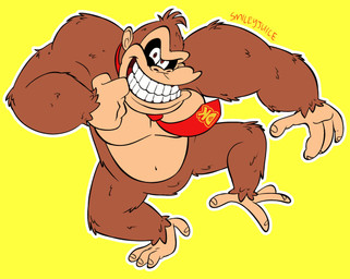 4_fingers 4_toes anthro big_teeth brown_body brown_eyes brown_fur featureless_crotch feet fingers fist fur grin looking_at_viewer male mostly_nude muscular muscular_anthro navel necktie necktie_only red_necktie simple_background smile solo toes yellow_background smileyjuiice donkey_kong_(series) nintendo donkey_kong_(character) ape gorilla haplorhine mammal primate 2025 digital_drawing_(artwork) digital_media_(artwork) english_description full-length_portrait hi_res portrait signature