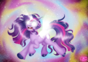 cosmic_background energy female feral fetlocks glowing glowing_eyes horn magic solo star starry_background teeth wings phantomlight-eye friendship_is_magic hasbro my_little_pony mythology twilight_sparkle_(mlp) equid equine mammal mythological_creature mythological_equine winged_unicorn hi_res