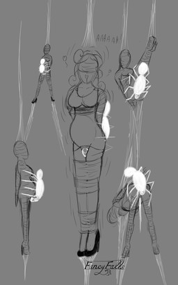 bdsm bondage bound clothing damsel_in_distress female footwear helpless high_heels inflated_belly legwear mummification pantyhose peril seedbed shoes spider_web fancyfalls autumn_science arachnid arthropod human mammal spider absurd_res hi_res