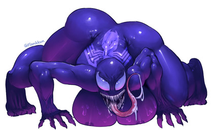 all_fours ass_up big_breasts big_butt bodily_fluids breasts butt claws emblem empty_eyes female huge_breasts huge_butt long_tongue looking_at_viewer nipples open_mouth saliva sharp_teeth solo teeth tongue tongue_out flankkun marvel she-venom venom_(marvel) alien alien_humanoid humanoid symbiote hi_res