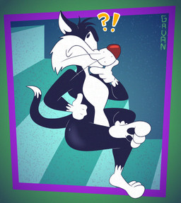anthro black_body black_fur butt casual_nudity crossed_legs dipstick_tail fur glistening glistening_butt hand_on_chin hand_on_hip interrobang male markings multicolored_body multicolored_fur red_nose sitting solo stairs tail tail_markings thinking_pose two_tone_body two_tone_fur white_body white_fur gavanzude looney_tunes warner_brothers sylvester_(looney_tunes) domestic_cat felid feline felis mammal alternate_version_at_paywall digital_drawing_(artwork) digital_media_(artwork) hi_res signature
