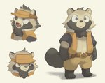 2021 anthro biped black_nose bottomwear brown_body brown_fur canid canine clothing cute_fangs fur humanoid_hands kemono male mammal raccoon_dog samidaro shorts simple_background solo tanuki white_background