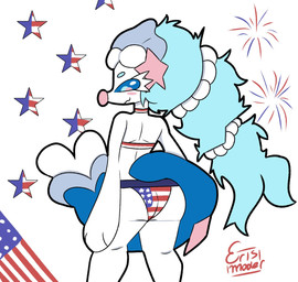 american_flag_bikini anthro bikini bikini_bottom bikini_top butt clothing female flag flag_(object) flag_bikini flag_swimwear holidays looking_at_viewer looking_back smile smirk solo star swimwear tail two-piece_swimsuit erismoder 4th_of_july nintendo pokemon generation_7_pokemon pokemon_(species) primarina hi_res