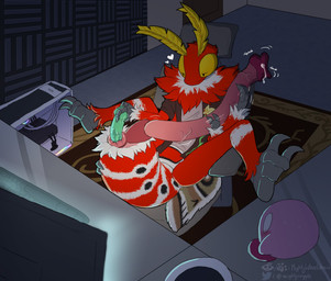 4_arms anal anal_fluids anal_masturbation anal_penetration antennae_(anatomy) anthro anus arthropod_abdomen arthropod_abdomen_anus arthropod_abdomen_genitalia arthropod_abdomen_penis big_anus big_penis bodily_fluids bottomless chair clothed clothing collared_shirt compound_eyes computer desk dildo dildo_in_ass dildo_insertion doll dress_shirt electronics feet furniture genital_fluids genitals grey_feet grey_hands insect_wings inside keyboard lepidopteran_wings male masturbation monitor motion_lines multi_arm multi_limb multicolored_body neck_tuft object_in_ass on_chair penetration penile penile_masturbation penis precum pseudo_pupils reclining red_body sex_toy sex_toy_in_ass sex_toy_insertion shirt sitting solo striped_abdomen stripes table topwear tuft white_body wings yellow_antennae yellow_eyes mightywheelchair kirby_(series) nintendo kirby vega_frith arthropod cecropia_moth insect lepidopteran moth saturniid hi_res