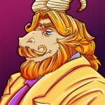 anthro beard blue_eyes clothing facial_hair horn male mature_anthro mature_male necktie simple_background solo suit rawrrarr undertale undertale_(series) asgore_dreemurr boss_monster_(undertale) bovid caprine mammal 1:1 bust_portrait portrait