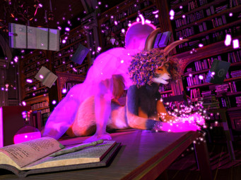 ambiguous_penetration animal_ears big_butt black_body black_fur black_hair blonde_hair book book_stack bookshelf butt detailed_background duo female feral floating_object from_behind_position fur furniture glowing hair inside jockey_position long_hair looking_at_viewer lying magic male male/female nude on_front open_book orange_body orange_fur orange_hair penetration potion_bottle prone_bone_position sex snout sparkles summoning table tail chadotexas aurora_(chadotexas) lagomorph leporid mammal rabbit spirit 3d_(artwork) 4:3 digital_media_(artwork) hi_res