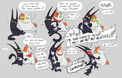 3_toes 4_fingers afterimage animal_genitalia animal_penis anthro anthro_on_anthro anus balls becoming_erect belly_rub biped black_balls black_body black_fur black_tail blush blush_lines chest_tuft closed_smile crossed_arms dialogue duo ears_back emanata exclamation_point eyebrows eyes_closed feet feline_genitalia feline_penis fingers fur genitals green_sclera grey_background grin grumpy half-closed_eyes heart_symbol long_ears looking_pleasured male male/male male_anthro male_on_anthro motion_lines motion_outline mouth_closed multicolored_body multicolored_fur name_in_dialogue narrowed_eyes nude nude_anthro nude_male nude_semi-anthro on_ground one_eye_closed open_mouth open_smile orange_body orange_fur orange_tail penis pink_penis pink_tongue pivoted_ears pointy_ears praise_kink prick_ears question question_mark raised_eyebrow raised_eyebrows rubbing scottish scottish_accent semi-anthro sharp_teeth short_ears short_tail sigh sighing simple_background smile smiling_at_another smiling_at_each_other smiling_at_partner speech_bubble tail tail_motion tailwag teeth teeth_showing text tickle_fetish tickling tickling_belly toes tongue toothy_grin toothy_smile tuft two_tone_body two_tone_fur underbite white_body white_fur yelling yellow_sclera cutoffcutiemark catscratch nickelodeon gordon_quid mr._blik domestic_cat felid feline felis mammal comic english_text hi_res sequence brother_(lore) brothers_(lore) incest_(lore) sibling_(lore)