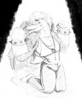 bandage bottomwear bulge clothed clothing dog_tags feathers gloves handwear kneeling male mullet muscular muscular_male pants shirt solo tank_top topwear wings cartoon_network lego the_lego_movie unikitty! eagleator accipitrid accipitriform alligator alligatorid avian bird crocodilian eagle hybrid reptile scalie 4:5 greyscale monochrome sketch