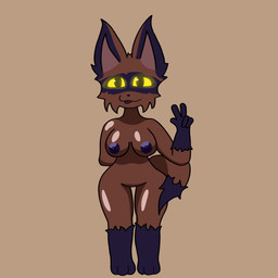 5_fingers anthro big_butt blue_tongue breasts brown_body butt ears_up female fingers glistening glistening_body happy looking_at_viewer nipples paws purple_nipples simple_background smile solo tail thick_thighs tongue yellow_sclera sasunchick slime_rancher felid feline goo_creature hunter_slime mammal slime_(slime_rancher) 1:1 absurd_res hi_res