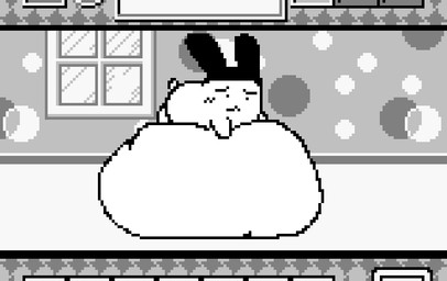 ambiguous_gender ambiguous_pred belly belly_on_ground big_belly big_ears biped black_ears bloated blush blush_lines cheek_blush clenched_eyes closed_frown dot_eyes eyebrows eyes_closed featureless_arms feet flustered frown fully_inside gui huge_belly hyper hyper_belly long_ears lying lying_on_ground monotone_belly monotone_face monotone_feet mouth_closed noseless on_front on_ground open_mouth resting_on_belly scut_tail short_arms short_legs short_loop short_tail simple_eyes size_difference small_feet smaller_ambiguous smaller_pred soft_vore solo straining stretchy_bulge struggling struggling_prey tail unseen_prey user_interface vore white_belly white_body white_face white_feet white_tail meatcanister lagomorph leporid mammal mimitchi tamagotchi_(species) 2026 2d_animation animated digital_media_(artwork) english_description flat_colors full-length_portrait loop pixel_(artwork) pixel_animation portrait female_(lore)