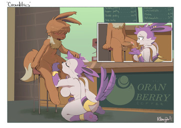 anthro anthrofied balls blush bodily_fluids breasts butt cum cum_string duo erection fellatio female genital_fluids genitals hair hair_over_eyes handjob humanoid_genitalia humanoid_penis kneeling male male/female nipples nude oral penile penis pokemorph sex sitting ribbongurl nintendo pokemon eevee eeveelution generation_1_pokemon generation_6_pokemon pokemon_(species) sylveon hi_res
